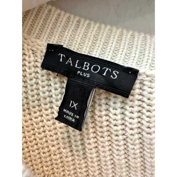 TALBOTS | Nautical Striped Cream Sweater with Back Bow & Contrast Panel | 1X - Picture 7 of 8